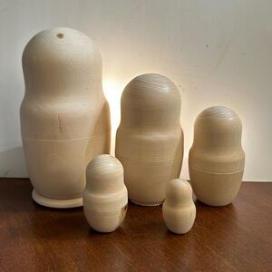 5 piece Blank Russian Nesting Dolls Wooden